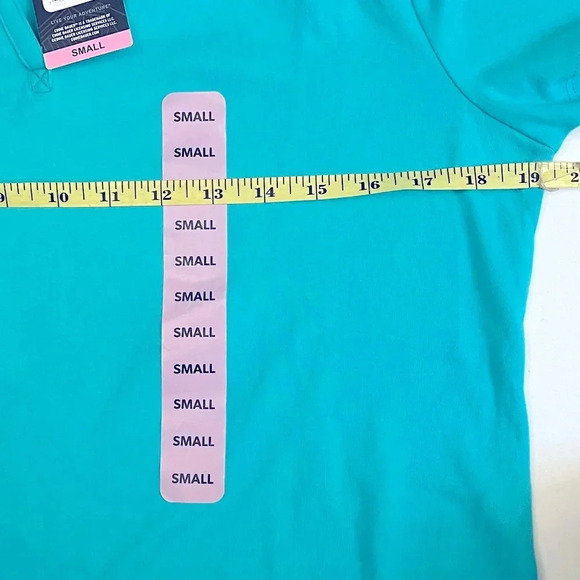 Eddie Bauer Short Sleeve V Neck Cotton Shirt Top Womens Small‎ Turquoise NWT - Picture 7 of 10